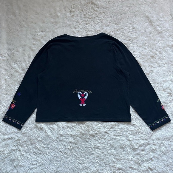 Michael Simon Light Cardigan Ugly Christmas Sweater Snowmen Black XL NWT New - Picture 3 of 12